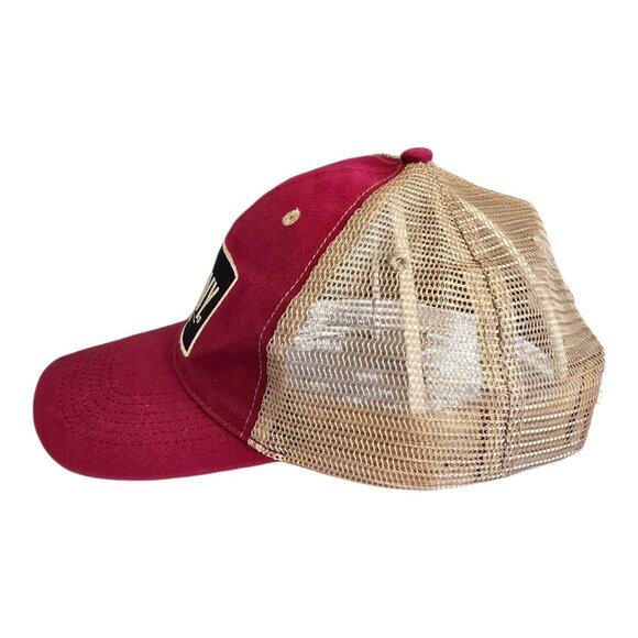Larceny Bourbon Liquor Adjustable Baseball Cap Trucker Hat Red Tan - Picture 3 of 8